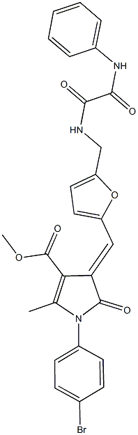 methyl 4-{[5-({[anilino(oxo)acetyl]amino}methyl)-2-furyl]methylene}-1-(4-bromophenyl)-2-methyl-5-oxo-4,5-dihydro-1H-pyrrole-3-carboxylate Struktur