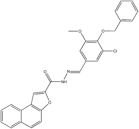 N'-[4-(benzyloxy)-3-chloro-5-methoxybenzylidene]naphtho[2,1-b]furan-2-carbohydrazide Struktur