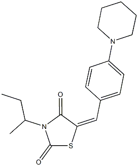 3-sec-butyl-5-(4-piperidin-1-ylbenzylidene)-1,3-thiazolidine-2,4-dione Struktur