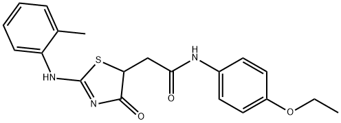 N-(4-ethoxyphenyl)-2-{2-[(2-methylphenyl)imino]-4-oxo-1,3-thiazolidin-5-yl}acetamide Struktur