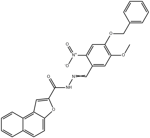 N'-{4-(benzyloxy)-2-nitro-5-methoxybenzylidene}naphtho[2,1-b]furan-2-carbohydrazide Struktur