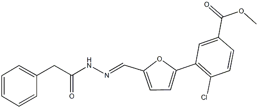 methyl 4-chloro-3-{5-[2-(phenylacetyl)carbohydrazonoyl]-2-furyl}benzoate Struktur