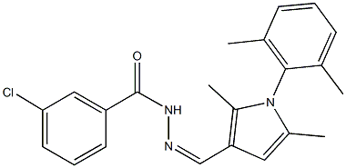 3-chloro-N'-{[1-(2,6-dimethylphenyl)-2,5-dimethyl-1H-pyrrol-3-yl]methylene}benzohydrazide Struktur