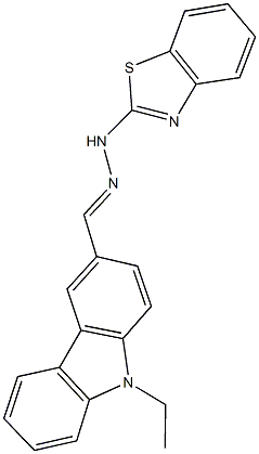 9-ethyl-9H-carbazole-3-carbaldehyde 1,3-benzothiazol-2-ylhydrazone Struktur