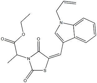 ethyl 2-{5-[(1-allyl-1H-indol-3-yl)methylene]-2,4-dioxo-1,3-thiazolidin-3-yl}propanoate Struktur