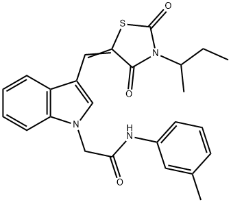 2-{3-[(3-sec-butyl-2,4-dioxo-1,3-thiazolidin-5-ylidene)methyl]-1H-indol-1-yl}-N-(3-methylphenyl)acetamide Struktur