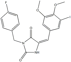 3-(4-fluorobenzyl)-5-(3-iodo-4,5-dimethoxybenzylidene)-2,4-imidazolidinedione Struktur