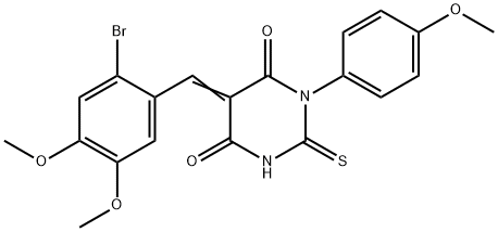 5-(2-bromo-4,5-dimethoxybenzylidene)-1-(4-methoxyphenyl)-2-thioxodihydro-4,6(1H,5H)-pyrimidinedione Struktur