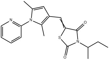 3-sec-butyl-5-[(2,5-dimethyl-1-pyridin-2-yl-1H-pyrrol-3-yl)methylene]-1,3-thiazolidine-2,4-dione Struktur