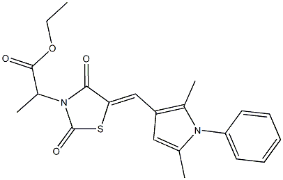 ethyl 2-{5-[(2,5-dimethyl-1-phenyl-1H-pyrrol-3-yl)methylene]-2,4-dioxo-1,3-thiazolidin-3-yl}propanoate Struktur