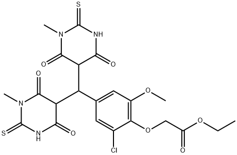 ethyl {4-[bis(1-methyl-4,6-dioxo-2-thioxohexahydropyrimidin-5-yl)methyl]-2-chloro-6-methoxyphenoxy}acetate Struktur