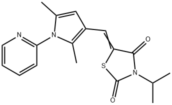 5-{[2,5-dimethyl-1-(2-pyridinyl)-1H-pyrrol-3-yl]methylene}-3-isopropyl-1,3-thiazolidine-2,4-dione Struktur