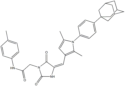 2-[4-({1-[4-(1-adamantyl)phenyl]-2,5-dimethyl-1H-pyrrol-3-yl}methylene)-2,5-dioxo-1-imidazolidinyl]-N-(4-methylphenyl)acetamide Struktur