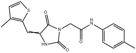 N-(4-methylphenyl)-2-{4-[(3-methyl-2-thienyl)methylene]-2,5-dioxo-1-imidazolidinyl}acetamide Struktur