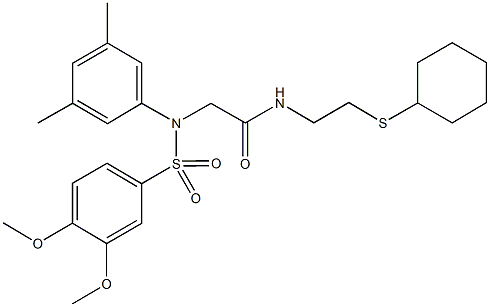 N-[2-(cyclohexylsulfanyl)ethyl]-2-{[(3,4-dimethoxyphenyl)sulfonyl]-3,5-dimethylanilino}acetamide Struktur