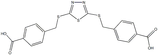 4-[({5-[(4-carboxybenzyl)sulfanyl]-1,3,4-thiadiazol-2-yl}sulfanyl)methyl]benzoic acid Struktur