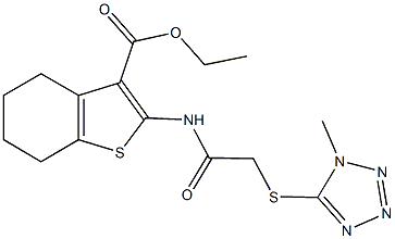 ethyl 2-({[(1-methyl-1H-tetraazol-5-yl)sulfanyl]acetyl}amino)-4,5,6,7-tetrahydro-1-benzothiophene-3-carboxylate Struktur