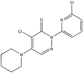 4-chloro-2-(6-chloro-2-pyridinyl)-5-(1-piperidinyl)-3(2H)-pyridazinone Struktur