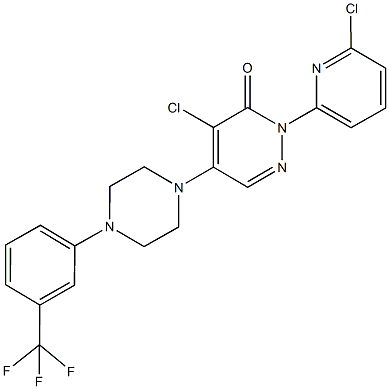 4-chloro-2-(6-chloro-2-pyridinyl)-5-{4-[3-(trifluoromethyl)phenyl]-1-piperazinyl}-3(2H)-pyridazinone Struktur