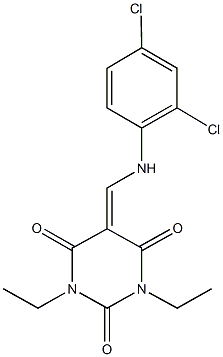 5-[(2,4-dichloroanilino)methylene]-1,3-diethyl-2,4,6(1H,3H,5H)-pyrimidinetrione Struktur