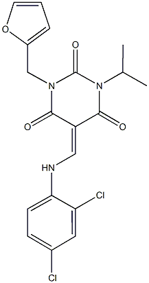 5-[(2,4-dichloroanilino)methylene]-1-(2-furylmethyl)-3-isopropyl-2,4,6(1H,3H,5H)-pyrimidinetrione Struktur