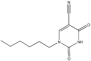 1-hexyl-2,4-dioxo-1,2,3,4-tetrahydropyrimidine-5-carbonitrile Struktur