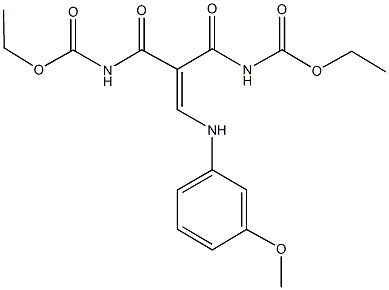 ethyl 2-{[(ethoxycarbonyl)amino]carbonyl}-3-(3-methoxyanilino)acryloylcarbamate Struktur