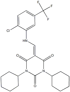 5-{[2-chloro-5-(trifluoromethyl)anilino]methylene}-1,3-dicyclohexylpyrimidine-2,4,6(1H,3H,5H)-trione Struktur