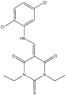 5-[(2,5-dichloroanilino)methylene]-1,3-diethyl-2-thioxodihydropyrimidine-4,6(1H,5H)-dione Struktur