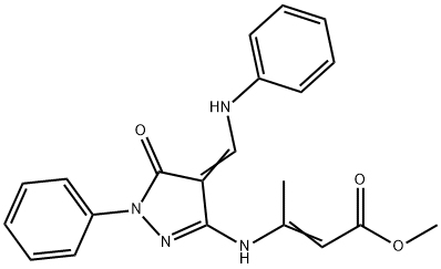 methyl 3-{[4-(anilinomethylene)-5-oxo-1-phenyl-4,5-dihydro-1H-pyrazol-3-yl]amino}-2-butenoate Struktur