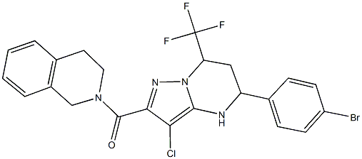 2-{[5-(4-bromophenyl)-3-chloro-7-(trifluoromethyl)-4,5,6,7-tetrahydropyrazolo[1,5-a]pyrimidin-2-yl]carbonyl}-1,2,3,4-tetrahydroisoquinoline Struktur