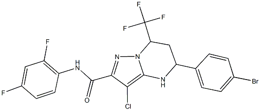 5-(4-bromophenyl)-3-chloro-N-(2,4-difluorophenyl)-7-(trifluoromethyl)-4,5,6,7-tetrahydropyrazolo[1,5-a]pyrimidine-2-carboxamide Struktur