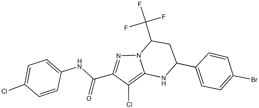 5-(4-bromophenyl)-3-chloro-N-(4-chlorophenyl)-7-(trifluoromethyl)-4,5,6,7-tetrahydropyrazolo[1,5-a]pyrimidine-2-carboxamide Struktur