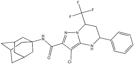 N-(1-adamantyl)-3-chloro-5-phenyl-7-(trifluoromethyl)-4,5,6,7-tetrahydropyrazolo[1,5-a]pyrimidine-2-carboxamide Struktur