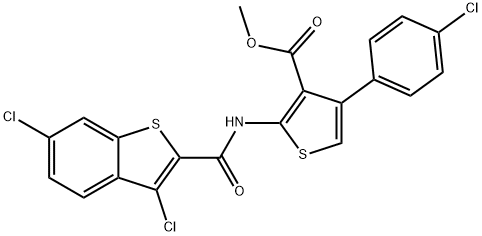 methyl 4-(4-chlorophenyl)-2-{[(3,6-dichloro-1-benzothien-2-yl)carbonyl]amino}-3-thiophenecarboxylate Struktur