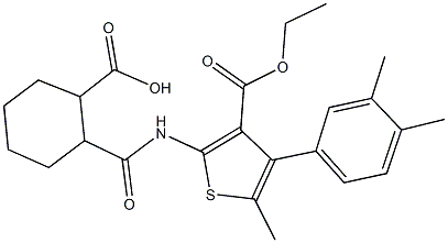 2-({[4-(3,4-dimethylphenyl)-3-(ethoxycarbonyl)-5-methyl-2-thienyl]amino}carbonyl)cyclohexanecarboxylic acid Struktur