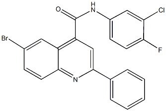 6-bromo-N-(3-chloro-4-fluorophenyl)-2-phenyl-4-quinolinecarboxamide Struktur