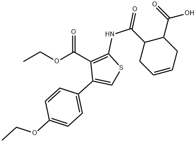 6-({[3-(ethoxycarbonyl)-4-(4-ethoxyphenyl)-2-thienyl]amino}carbonyl)-3-cyclohexene-1-carboxylic acid Struktur