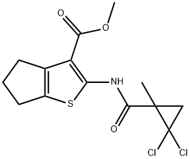 methyl 2-{[(2,2-dichloro-1-methylcyclopropyl)carbonyl]amino}-5,6-dihydro-4H-cyclopenta[b]thiophene-3-carboxylate Struktur