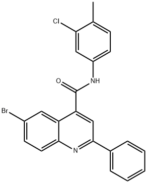 6-bromo-N-(3-chloro-4-methylphenyl)-2-phenyl-4-quinolinecarboxamide Struktur