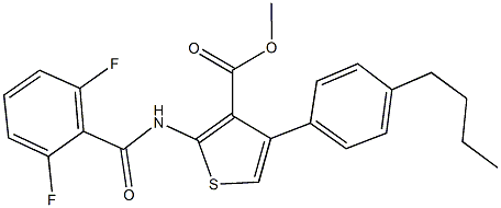 methyl 4-(4-butylphenyl)-2-[(2,6-difluorobenzoyl)amino]-3-thiophenecarboxylate Struktur