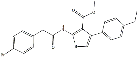 methyl 2-{[(4-bromophenyl)acetyl]amino}-4-(4-ethylphenyl)-3-thiophenecarboxylate Struktur