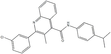 2-(3-chlorophenyl)-N-(4-isopropylphenyl)-3-methyl-4-quinolinecarboxamide Struktur