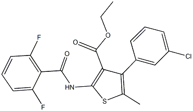 ethyl 4-(3-chlorophenyl)-2-[(2,6-difluorobenzoyl)amino]-5-methyl-3-thiophenecarboxylate Struktur