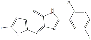 2-(2-chloro-5-iodophenyl)-5-[(5-iodo-2-furyl)methylene]-3,5-dihydro-4H-imidazol-4-one Struktur