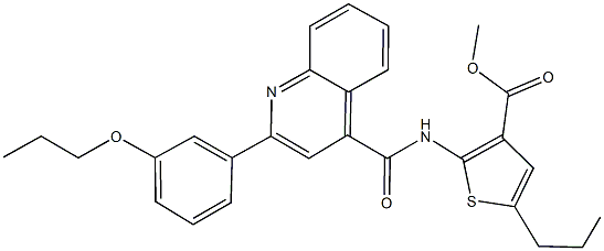 methyl 2-({[2-(3-propoxyphenyl)quinolin-4-yl]carbonyl}amino)-5-propylthiophene-3-carboxylate Struktur