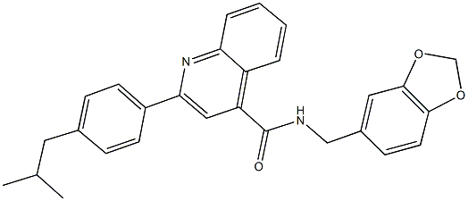 N-(1,3-benzodioxol-5-ylmethyl)-2-(4-isobutylphenyl)-4-quinolinecarboxamide Struktur