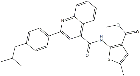 methyl 2-({[2-(4-isobutylphenyl)quinolin-4-yl]carbonyl}amino)-5-methylthiophene-3-carboxylate Struktur