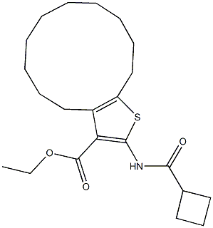 ethyl 2-[(cyclobutylcarbonyl)amino]-4,5,6,7,8,9,10,11,12,13-decahydrocyclododeca[b]thiophene-3-carboxylate Struktur