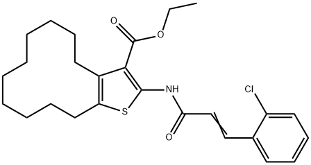 ethyl 2-{[3-(2-chlorophenyl)acryloyl]amino}-4,5,6,7,8,9,10,11,12,13-decahydrocyclododeca[b]thiophene-3-carboxylate Struktur